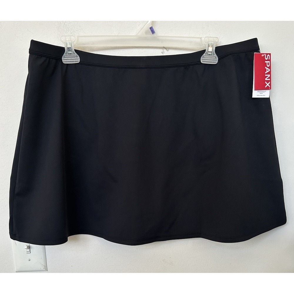NWT SPANX‎ 3X Swim Skirt High Waist Bikini Bottom Black Modest Shapewear UPF 50